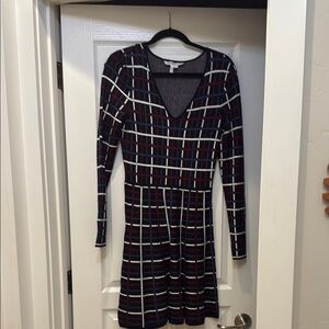 BCBGeneration Long Sleeve V-Neck Fit and Flare Sweater Dress